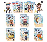 16 Pcs Shining Pirate Face Stickers - Make Your Own DIY Stickers for Kids, Fun Treasure Craft for Kids,Art Crafts Suitable for Birthday Party Supplies Gifts