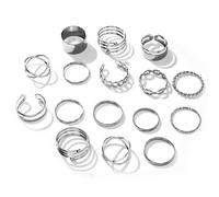 16 PCS Silver Ring Sets for Women, Stackable Silver Rings Women Set, Thin and Chunky Ring for Womens Teen Girls, Aesthetic Womens Rings Finger for Mom Ladies Girls Jewelry Friendship Gifts