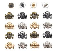 16 Pcs Skull Head Rivets Punk Skeleton Ghost Screw Studs Rivet Nail Alloy Double Cap Rivets for Leather Clothing Bags Belt Decoration DIY Craft Making (4 Color)