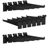 16 Pcs Slatwall Shelf Brackets Bulk, Heavy Duty Wall Brackets for Shelves, L Shaped Metal Floating Supporters for Living Room Display Garage Kitchen, Black (25 cm)