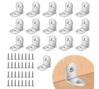 16 PCS Small Angle Brackets,20×20×16mm L Shaped Corner Brackets for Wood Stainless Steel Metal Bracket with 32 Screws Right Angle 90 Degree Corner Brace for Shelves Furniture Desk Table