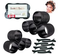 16 Pcs Small Hair Rollers with Clips - Set of 8 Pieces 44mm & 8 Clips - No Heat Curlers Rollers for Long or Short Hair - Fringe Rollers for Volume, Soft Waves & Heat-Free Styling Anywhere
