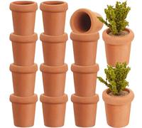 16 PCS Small Mini Clay Pots 0.6 Inch Terracotta Pot Small Flower Pot for Crafts Doll House Flower Pots for DIY Garden Plants and Office Desktop Windowsill Decoration 2 Styles