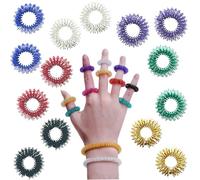 16 Pcs Spiky Sensory Finger Rings, Metal Acupressure Rings, Silent Anxiety and Stress Relief Fidget Ring Set for Teens, Adults - 8 Colours
