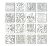 16 Pcs Stencils for Painting,DIY Art Pattern Stencil,Geometric Texture Abstract Airbrush,Large Painting Lettering Card Craft,Graffiti Decoration Aids Stencils for Crafts Reusable in Halloween