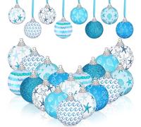 16 Pcs Summer Tree Ornament Ball Small 1.97 Inch Coastal Beach Summer Tree Decoration Ocean Sea Starfish Waves Hanging Ornaments Ball Decoration for Party Holiday Supplies Home Decor (Sea Animal)