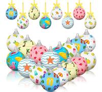 16 Pcs Summer Tree Ornaments Hanging Summer Decoration Christmas in July Ball Decoration Hawaiian Style Ice Cream Flamingo Sea Coastal Tropical Decor for Holiday Luau Birthday Backyard BBQ(Beach)