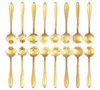 16 Pcs Teaspoon Tea Spoons, ESRISE Stainless Steel Cute Coffee Spoon for Drink Milkshake (Gold)