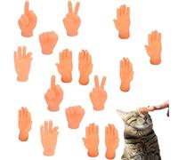 16 PCS Tiny Hands, Miniature Little Hands Finger Puppets, Mini Hands, Tiny Hands on Sticks for Joke Toys, Finger Props Rock-Paper-Scissors Toys for Cat Dog Pets Playtime, Human-pet Interaction