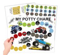 16 Pcs Truck Themed Potty Chart for Toddlers Boys, Potty Training Chart for Toddlers Boys Self-Adhesive Truck Stickers Reward Charts for Toddler Kids (Car16)