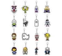 16 Pcs Under Tale Keychain Game Under Tale Sans Papyrus Figure Keyring Pendant Acrylic Chain Decorations Under Tale Accessories