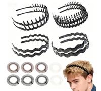 16 Pcs Unisex Non Slip Headbands - Comfortable Fabric Shark Tooth & Full Round Comb for Workout/Makeup/Yoga