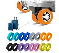 16 Pcs Upgrade Luggage Wheel Covers,Silicone Luggage Wheel Cover, 2-2.4-inch Carry-On Suitcases Office Chair Caster, Scratch-Resistant and Noise-reducing design, Essential Travel Accessories (Orange)