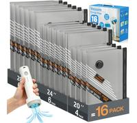 16 Pcs Vacuum Bags for Travel, Vacuum Storage Bags with Wireless Charging Pump, Reusable, 80% Space Saving Compression Bags, Travel Vacuum Bags for Clothes, Blankets, Seasonal Storage