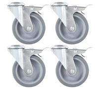 vidaXL 16x Bolt Hole Swivel Casters with Double Brakes Replacement Trolley Cart Dolly Furniture Moving Bed Table Drawer Box Stand Shelf Wheels 100mm