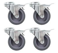 (16 pcs) vidaXL Bolt Hole Swivel Casters with Double Brakes Trolley Wheel Caster TPR