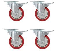 Swivel Casters with Double Brakes 100mm Furniture Wheels Trolley Caster vidaXL
