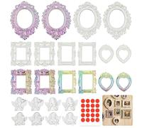 16 Pcs Vintage Resin Picture Frames, Antique Small Pictures Frame Mini Picture Frames, Includes 8 little angels and 20 double-sided stickers, for DIY Photography Mobile Phone Party Halloween Decor