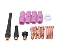 16 Pcs Welding Torch Accessories Kit, Replacement Parts for WP17 WP18 WP26 TIG Guns, Ceramic Nozzle Pressure Cap Collet Body Electrode Clip with PTFE Front Cover for Air and Water