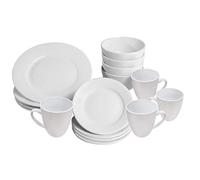 16 Piece White Dinner Set Plates Bowls and Cups Porcelain Dinnerware Set M&W