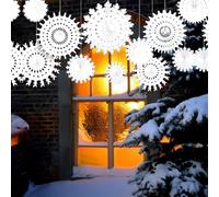 16 Pcs Winter Christmas Snowflake Set Decoration Christmas Tree Paper Snowflake Hanging Decoration Winter Birthday Wedding Party Decorations Pull Flower