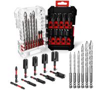 16 Pcs Wood Plug Cutter Drill Bit Set, Tapered and Claw Cutting Tools，Screwdriver Bits & Masonry Drill Bits, 1/4" Hex Shank for Woodworking with Storage Box