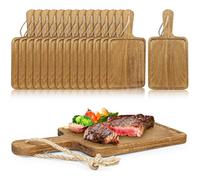 16 Pcs Wood Serving Boards with Handle, 30x15cm Acacia Wood Cutting Board for Kitchen, Small Wooden Charcuterie Serving Board Butcher Block Bulk for Cheese Meat Fruit Pizza Bread Baking
