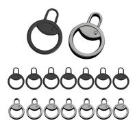 16 Pcs Zipper Pulls, Circle Zip Pull Replacement for Luggage Suitcases Bag Jacket Skirt, Metal Zipper Repair Kit(Black/Silver)