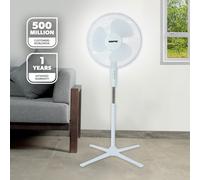 16'' Pedestal Fan Oscillating 3 Speed Floor Standing White Electric Cooling Fan [EEK: A]
