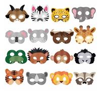 16 Piece Animal Masks Animal Costume Party Favors with 16 Different Animal Face for Petting Zoo Farmhouse Jungle Safari Theme Birthday Party Halloween Masks Dress-Up Party Supplies
