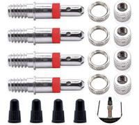 16-Piece Bicycle Valves Dunlop Speed Valve Complete Set: 4x Valve Insert + Rim Nut + Cap Nut + Valve Caps Also for Puky Wheel, Standard Normal Valve NV DV BV Replacement Tyre Valves