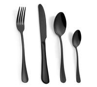 16 Piece Black Stainless Steel Cutlery Set for 4, Elegant Flatware Set for Dining, Special Occasions & Everyday Use Includes Forks, Knives, Spoons, Teaspoons Durable, Dishwasher Safe, Gift-Ready