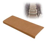 16 Piece Bullnose Carpet Stair Treads Soft Peel and Stick Herringbone Design Non Slip Stair Mats for Enhanced Safe (L 55cm x W 22cm)