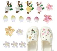 16-Piece Crocs Charms Set, Flower Croc Charms for Women & Girls, Waterproof Resin Shoe Charm for Clogs, Sandals, Wristbands, Cute Croc Accessories for Summer