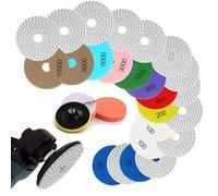 16-Piece Diamond Polishing Wheel Set: 100 mm Diamond Polishing Disc 50# -10000# with M14 Attachment + Adapter for Wet Dry Polish Granite Marble Concrete Tiles for DIY