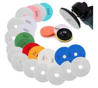 16-Piece Diamond Polishing Wheel Set: 125 mm Diamond Polishing Disc 50# -10000# for Granite Stone Concrete Marble Floor Grinder or Polisher Marble for Polishing with M14 Support Plate + Adapter