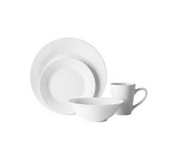 16-Piece Dinner Set, Modern White Porcelain Dinner Set, 16 Piece Elegant White Dinner Set for Four Diners Premier Housewares White One Size