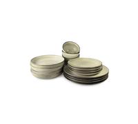 16 Piece Fika Oatmeal Reactive Glaze Tableware Set Scandi Home Stone One Size
