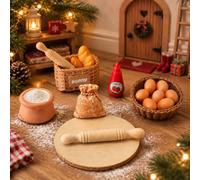 16-Piece Gnome Accessories: Miniature Baking Set for Winter Backdrops | Create a magical gnome accessory set. The small loaves and eggs are ideal for creative sceneries.