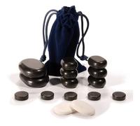 16 Piece Hot Stone Facial Massage Set: for Professional or Home Spa Therapy Treatment - 100% Volcanic Basalt Rock + Healing Pain Relief + Relaxing Energy Treatment + Velvet Carry Pouch