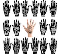 16 Piece India Hand Stencils Set for Women Finger Hands Body Painting, DIY Air Brush Temporary Tattoo Stencils for Girls