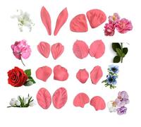 16-Piece Orchid Petal Silicone Mold Set - Tulip, Peony, Rose Petals for Fondant, Gum Paste, Sugar Paste, Marzipan Dough Crafts