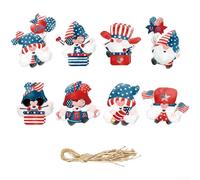 16 Piece Patriotic Ornament Set Paper Decorations Red White Blue Independence Day Motifs Easy Hang 8 Styles for MINI Size 1x1x1in For 4th of July Decor Community Events DIY Display