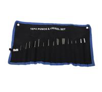 16-Piece Punch and Chisel Set Duty Mechanics Tool Kit for Metalworking and Carpentry Heat Treated Steel with Engraved Sizes Includes Storage Pouch