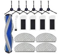 16 Piece Robot Vacuum Replacement Parts Set, Featuring Anti-Tangle Main Roller Brush Side Brushes, High Absorbency Ultra-Fine Microfiber Mop Pads and HEPA Filters