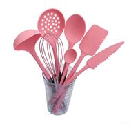 16 Piece Silicone Utensils Set For Home Chefs Includes Essential Cooking Tools Plus Utensil Holder With Ten Hanging Hooks For Storage(16pcs-Pink)