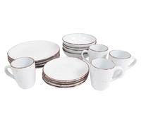 16 Piece Speckled Dinner Set - White Crockery Service for 4 - Plates, Side Plates, Bowls & Mugs - Modern Stoneware Tableware - Microwave & Dishwasher Safe - Everyday Dining Set | M&W