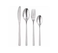 16 Piece Stainless Steel Cutlery Set Flatware Dinner Knife Fork Spoon Teaspoon Set Mirror Polish Slim Flat Handle Tableware Set Modern Kitchen Dining Utensils Service for 4 Home Restaurant Dishwasher