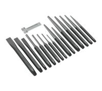 16 Piece Steel Punch & Chisel Set - Hardened & Tempered - Sharpening Gauge