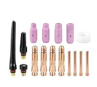 16-Piece TIG Torch Accessory Set WP-17-18 -26 | Long threaded back cap screws onto for the torch head to securely hold and mechanically protect the electrode during operatio